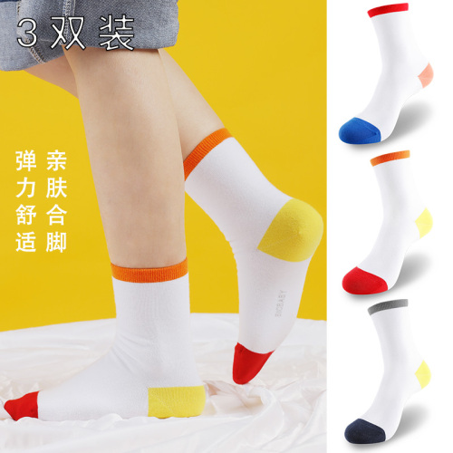 Cute color-block casual socks