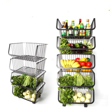 Multifunctional 5 Tier Stroage Basket Rolling Cart