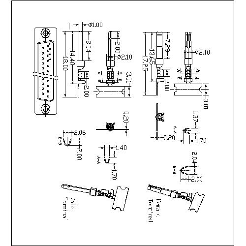 DCT01-XX D-SUB crimp contact Male+Female 