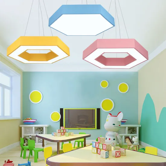 Colorful Hexagonal Panel Pendant Light for Children's Playground and Gaming Room