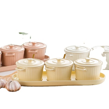 Nordic Style Ceramic Seasoning Jar Set with Color Glaze for Kitchen