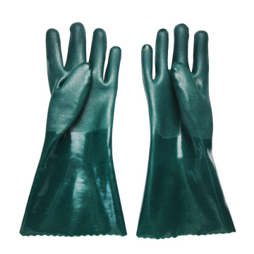 PVC dipped green protective safety working sandy gloves