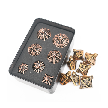 LM Free Tin Box DND DICE Set - زجاجة نبيذ متألقة زهر معدني جوفاء