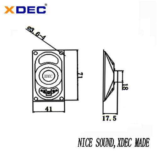 REACH standard 40X70mm 8Ohm 2W rectangular speaker