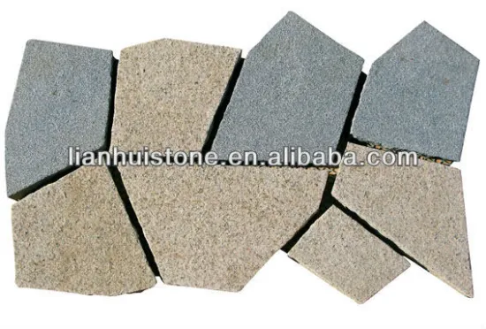 Mesh backed crazy granite paving stone