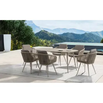 Modern Outdoor Woven Rope Dining Set: Garden Chair and Table