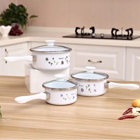 High Quality 4 PCS Set Enamel Pot with Enamel Lid