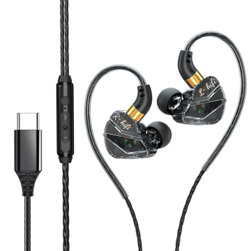 Super Bass Earphones Type C Wired Headset with Microphone for Sport and Gaming