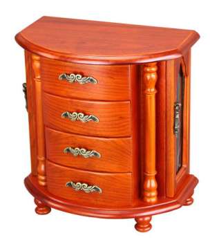 Semi-circular Vintage Wooden Jewelry Cabinet Box
