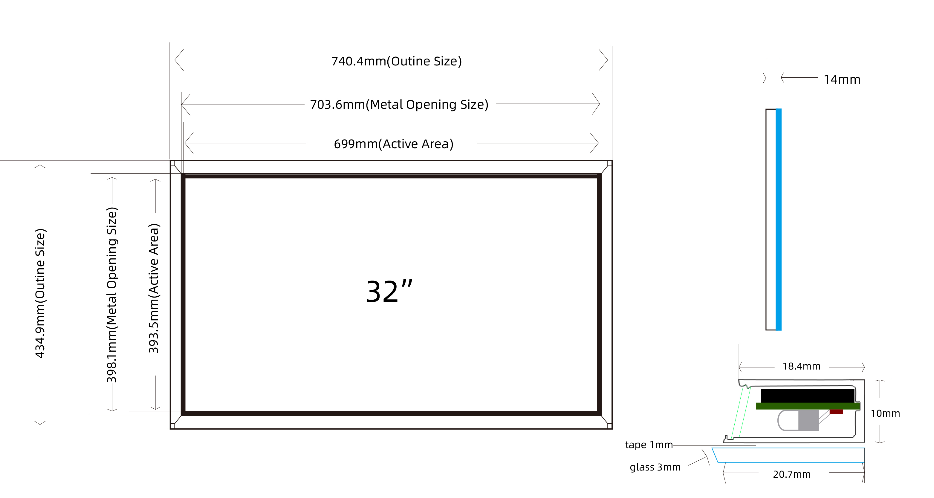 YCL Touch 32 بوصة سبيكة الألومنيوم الأشعة تحت الحمراء IR Multi Multi Tuck Thuck Frame للتدريس المدرسي