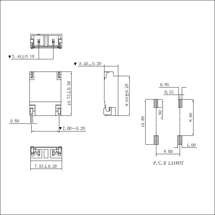 BHS3.50mm SMT 90° Wafe Connector Series AW3501SR-02P