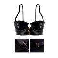 Sexy Lingerie Black Pu Bra and Panty Sets