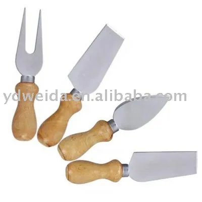 wooden handle cheese knife set