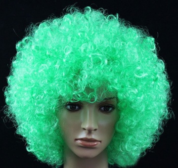 Factory Men's Women Short Wave Green Colorful Rocker Afro Wig