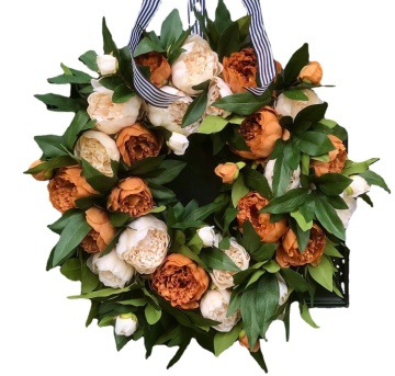 Spring Home Decor: Artificial Peony and Azalea Wreath with Pendant Lights for Doors, Windows, and Fireplaces