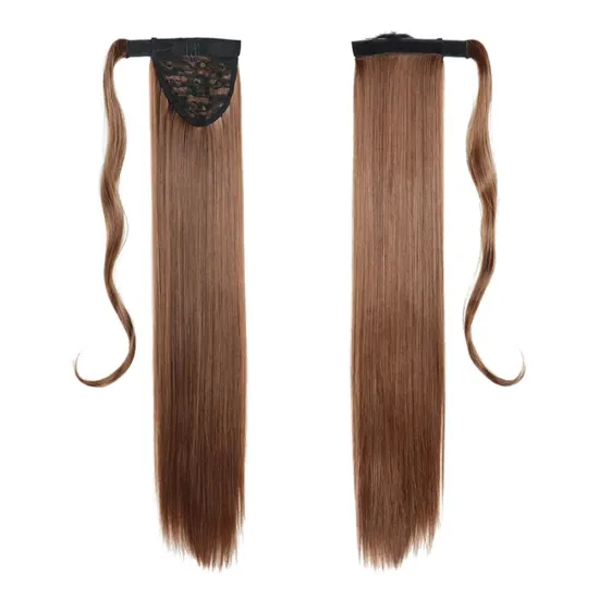 Wholesale ombre Long Straight Clip in Wrap Around ponytail Green Hair Extensions Synthetic Fiber Hairpiece Ponytail for Woman