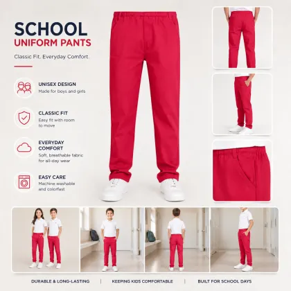 Elastic Waist Button Regular Hem Uniform