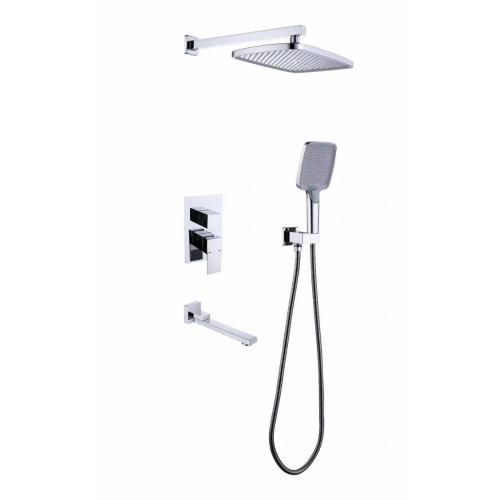 MILANO Shower System with Waterfall Tub Spout-12 Inches Rain Shower Tub Faucet Set with Square Showerhead and Handhle