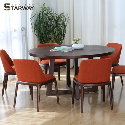 durable 150mm round wood dining table for home