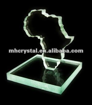 Water Cutting Africa Shape Jade Glass Trophy MH-J0550