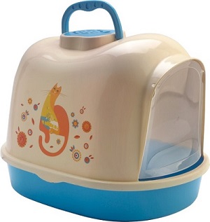 Cat litter box with hood