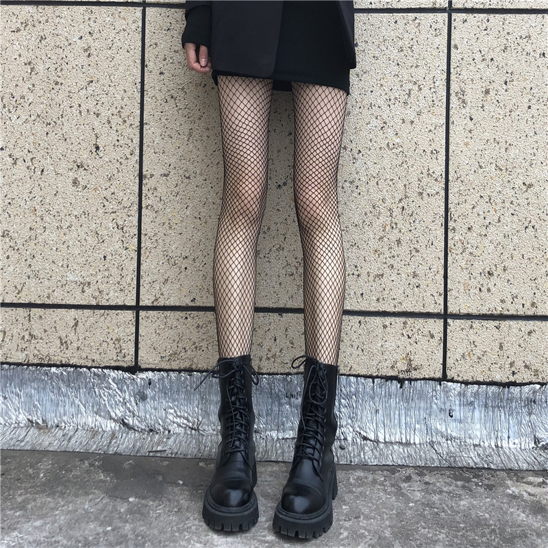 Black fishing net stockings and silk stockings