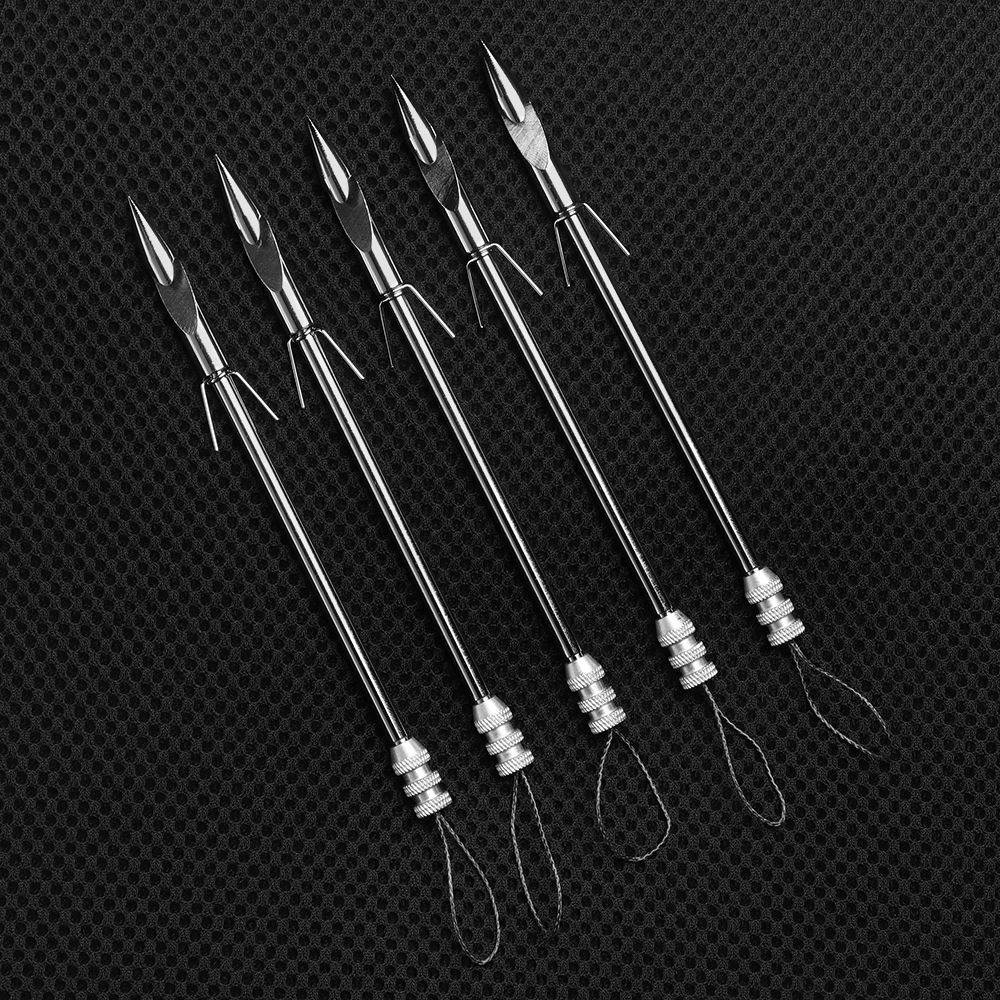 1/3/5PCS Stainless Steel Fishing Slingshot Useful Shooting Fish Catapult Arrowhead Dart Durable Fishing Accessory 146mm