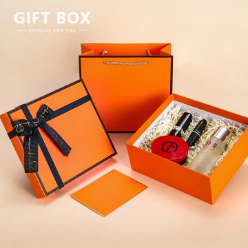 Paper Gift Box Perfume, Orange Packaging Box Bag