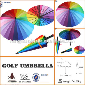 24 ribs color rainbow windproof portable beach umbrella