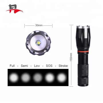 Dimmable 18650 Rechargeable LED COB Zoom Tactical Flashlight