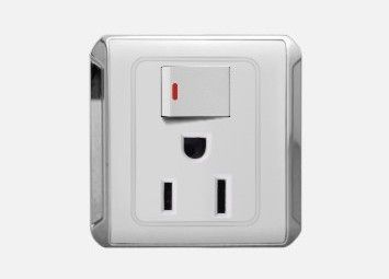 American Type10a 250v 1 Gang Switched Three Pins Light Switch Socket Pc Abs Oem Hyg-017