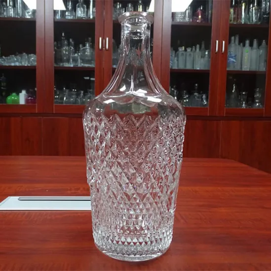 Round Shape 2 Liter Glass Liquor Bottle Long Neck Spirit Bottle