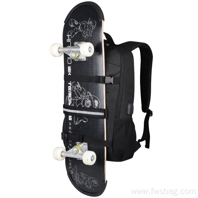 Skateboard Backpack with Straps USB Headphone Hole