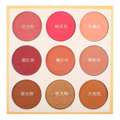 Peach Blossoms Face Contouring Pressed Powder Palette: 9 Shades for Contouring, Foundation, Concealer, and Blush