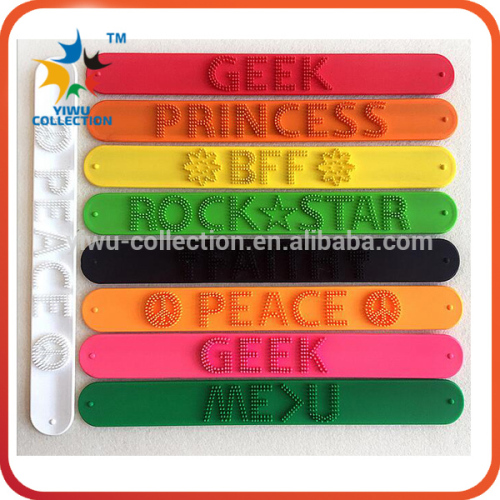 Factory Direct Supply Silicone Slap Snap Band For Kids slap band, Eco-friendly Material Top Quality Logo Printed Slap wrist band