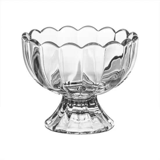 Modern Round Floral Design Glass Ice Cream Cups and Bowls: Perfect for Parties, Sundae Milkshakes, Parfaits, Fruits, and Puddings