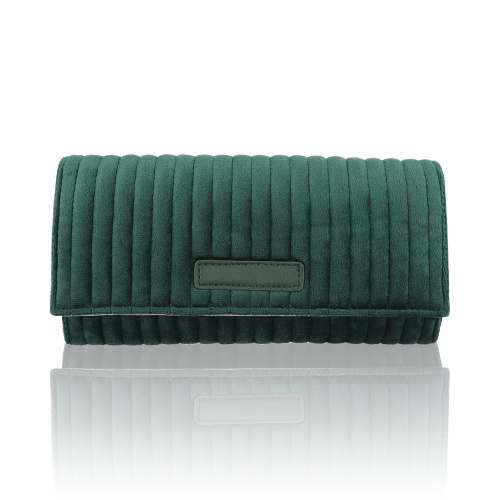 Custom logo velvet suede jewelry organizer roll pouch