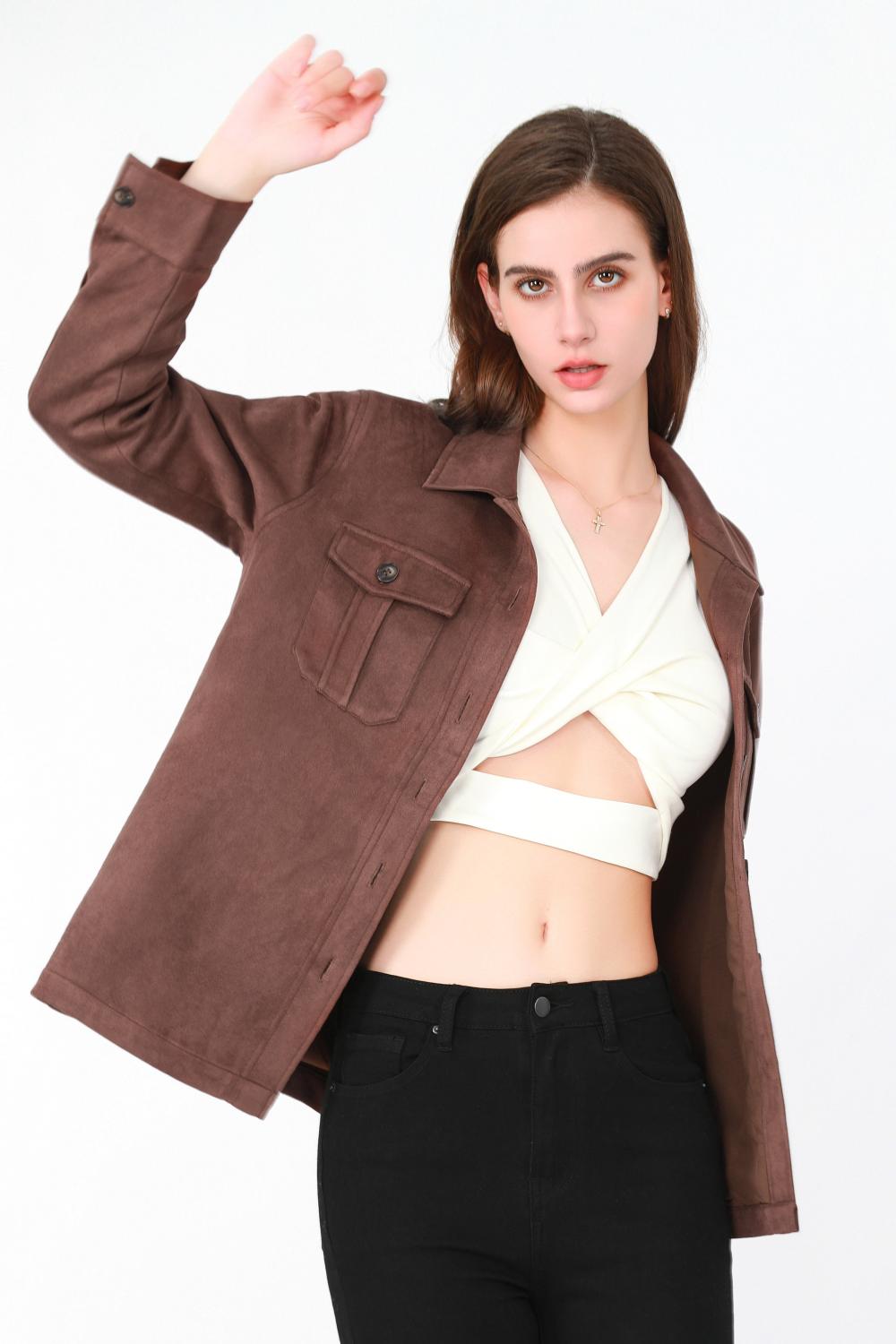 Loose Antler Velvet Leather Jacket