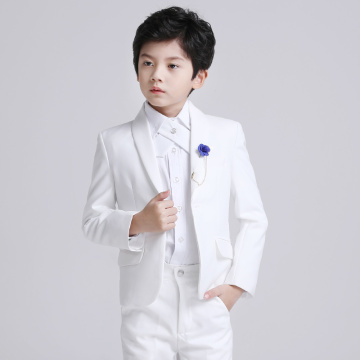 White Flower Boys Formal Suit For Weddings Kids Prom Performance Blazer +Pants 2Pcs Tuxedo Clothing Set Child Gentleman Costume