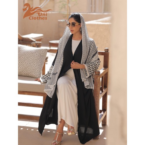 آستین دوزی خط مشکی ژاکت کش باف پشمی Abaya