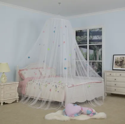 White Double Bed Flowers Bed Canopy