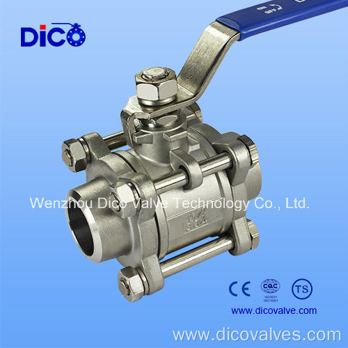 Water Treatment Butt Weld CF3m 3PC Ball Valve