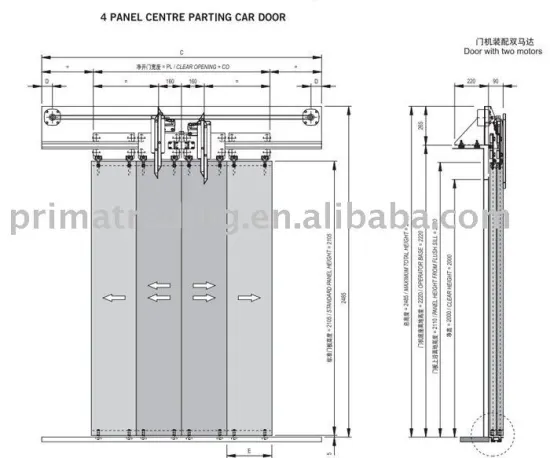 Elevator Car Door operator-4 Panel Centre opening with two motors