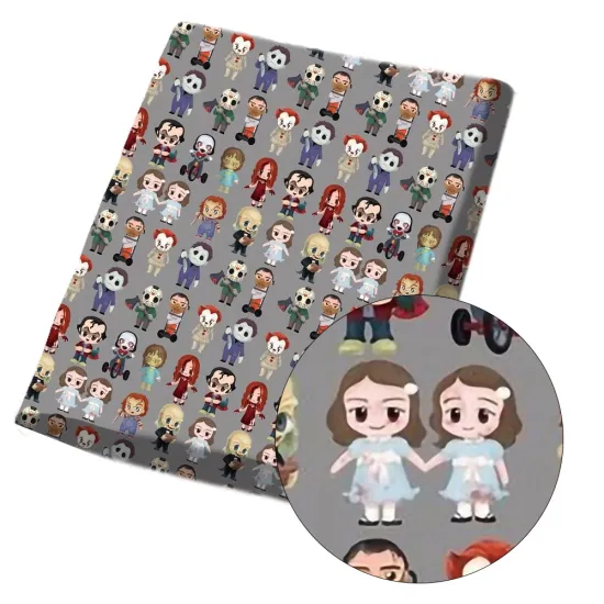 IBOWS Polyester Cotton Fabric Halloween Theme Cartoon Pumpkin Printed Cloth Fabric Dress Home Textile DIY Matewrial 45*140cm/pc