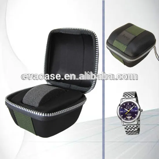 Fabric +EVA waterproof customized watch case in EVA foam with zipper for single watch