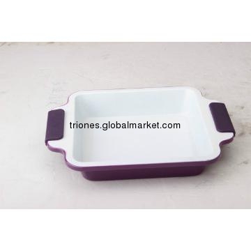 Ceramic Coating Square Cake Pan with Silicone Handle