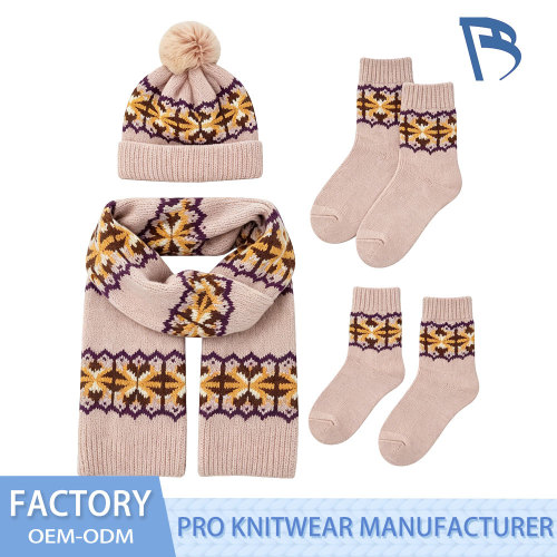 Set de tricot cu pompon Fair Isle Vintage