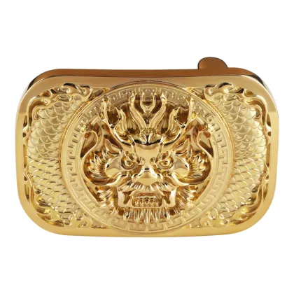 925 Silver Gold Plated Dragon Head 3D Belt Buckle