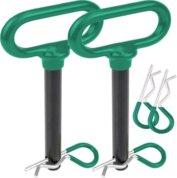 Green Hitch Pin and R Clip Set for Trailers and Garden Use