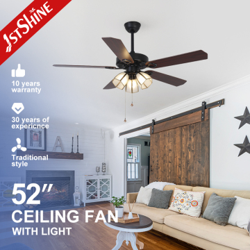1stshine Classic European Style Ceiling Fan with Pull Chain Glass Shade